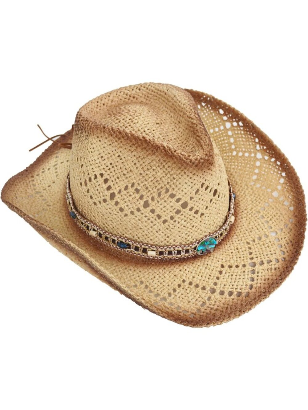 Women's Tan Khaki Straw Wide Brim Cowboy Cowgirl Western Shapeable Sun Hat